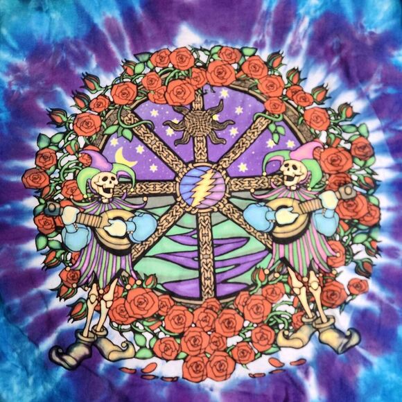 Vintage 2000 Liquid Blue Grateful Dead Tie Dye Double Sided Shirt Celtic Large - Picture 8 of 8